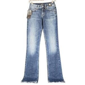 Silver Jeans Co Suki Curvy Fit Mid Rise Slim Boot Jeans W25 L31 NWT L93616SDK424
